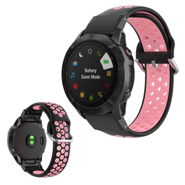 Urrem til Garmin-ur med to farver - Sort / Lyserød Black