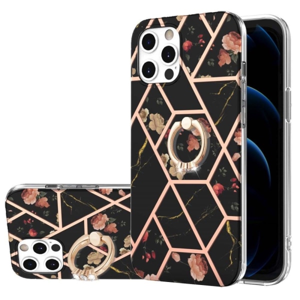Marble design iPhone 12 Pro Max cover - Sorte Blomster Black