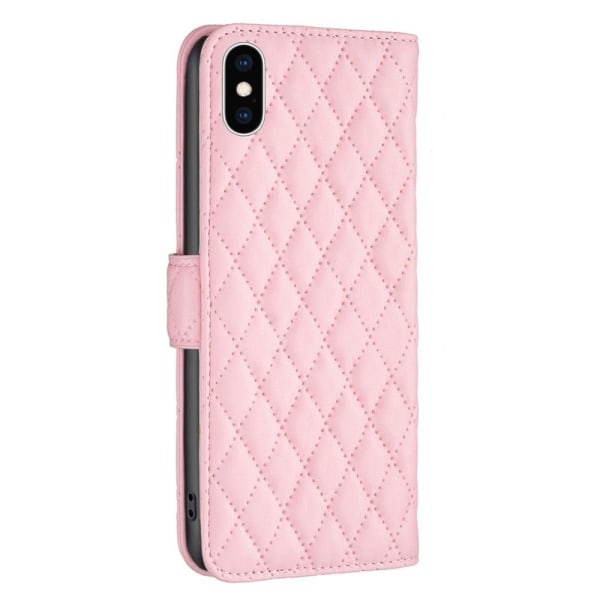 Rhombus Pattern Matte Läppäkotelo For iPhone XS - Pinkki Pink