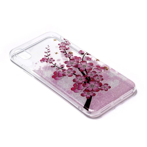 iPhone 9 Plus mobilskal silikon glittrande tryckmönster - Plommo Rosa