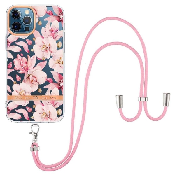 Ohut ja kestävä pehmeä kansi, jossa on kiinnityslenkki iPhone 12 Pro Max -puhelimelle - Vaaleanpunainen Gardenia Pink