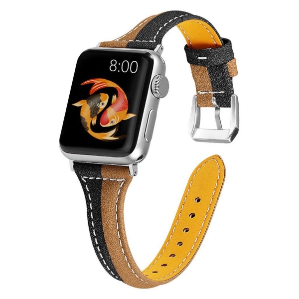 Apple Watch Series 5 44mm aitoa nahkaa oleva ranneke - Kahvi / Musta Brown