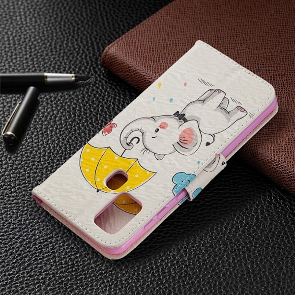 Wonderland Samsung Galaxy A21s Flip Etui - Elefant Holder en Paraply Multicolor