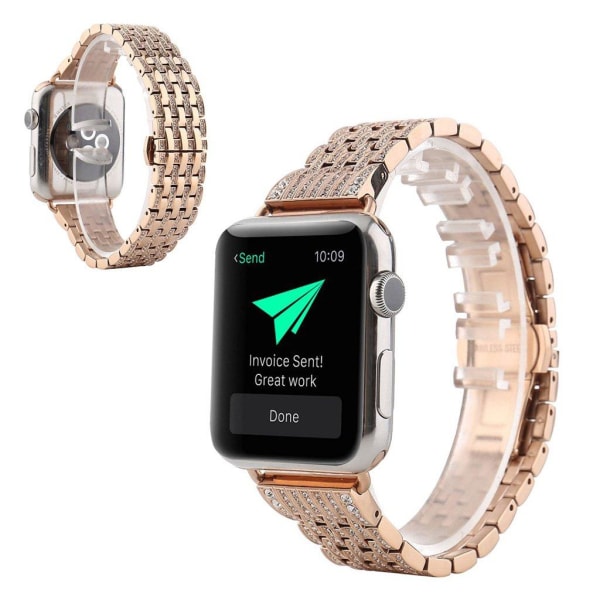 Apple Watch Series 5 44mm exquisite rhombus klockarmband - rosa guld Rosa