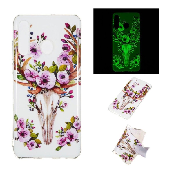 Huawei P30 Lite Nattlysande fodral - Blommande Älg multifärg