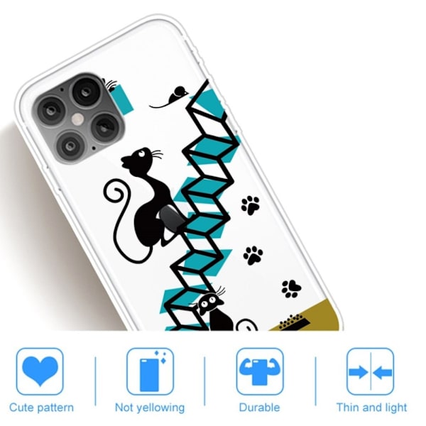 Mønstertryk Fleksibelt blødt telefonetui iPhone 12 mini - Sort Black