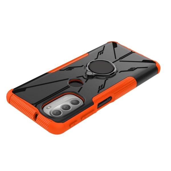 Kickstand-skydd med magnetisk platta för Motorola Moto G51 5G - Orange Orange