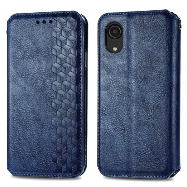 Nahkakotelo With A Stylish Rhombus Imprint For Samsung Galaxy A03 Core - Sininen Blue