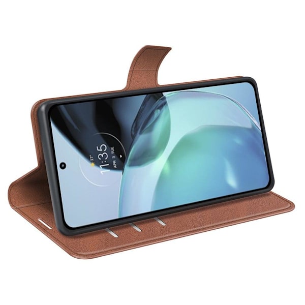 Læderetui med Pung til Motorola Moto G72 - Lysebrun Brown
