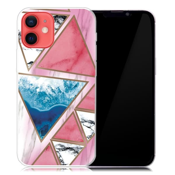 Marmordesign iPhone 13 deksel - Hvit / Blå / Rosentrekant Multicolor