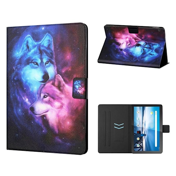 Lenovo Tab M10 viileä kuvio nahkainen läppäkotelo - Pariskunta Susi Multicolor