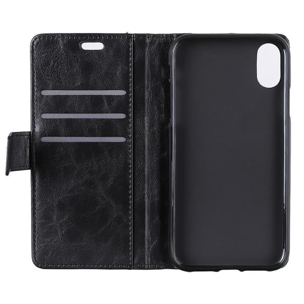 iPhone Xs Max magnetisk flip etui i læder med nittedekor - Sort Black