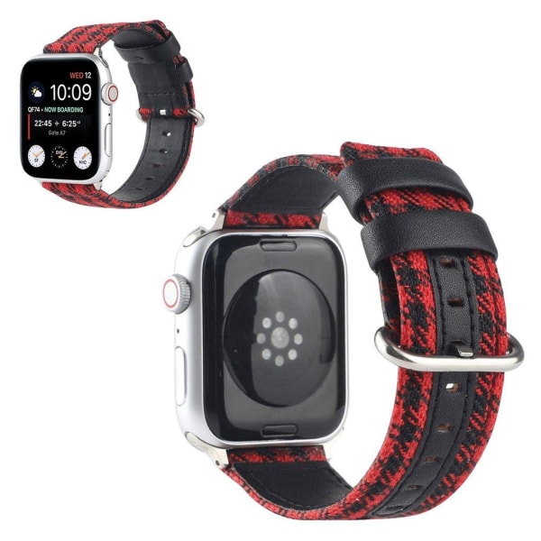 Apple Watch Series 6 / 5 44mm ristikkokuvioinen kellonauha - Punainen / Musta Red