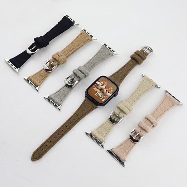 Apple Watch Series 49mm - 45mm - 44mm - 42mm Universal Slim Woolen klockarmband - Grå Silvergrå