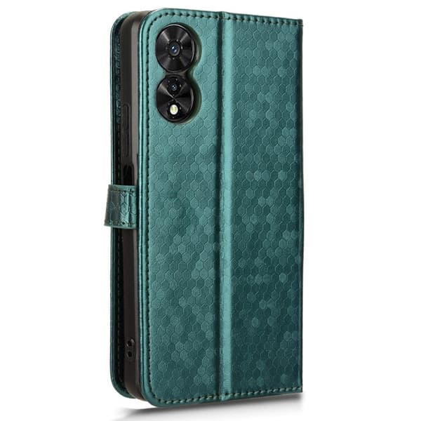 TCL 505 Wallet Phone Case Dots Pattern Vegansk Læder Flip Cover - Grøn Green