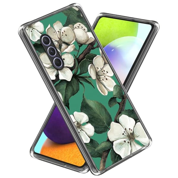 Deco Samsung Galaxy A54 cover - Hvide Blomster Green