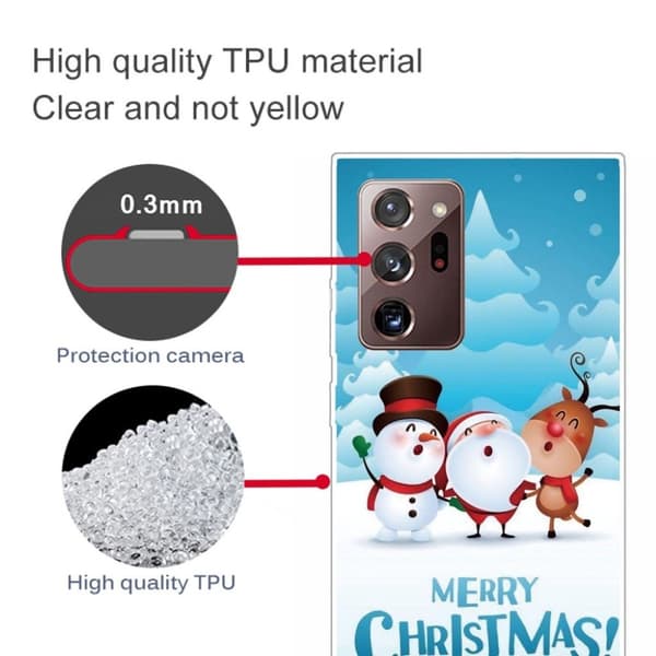 Juleveske til Samsung Galaxy Note 20 Ultra - Snømann / Elg / Julenissen White