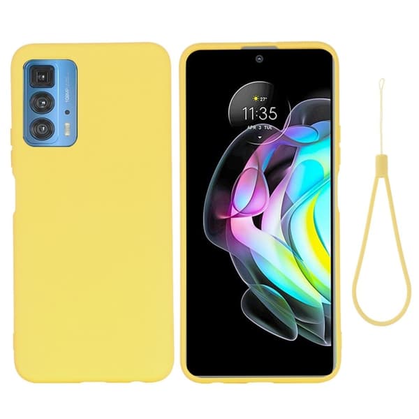 Matte Liquid Silikone Cover til Motorola Edge 20 Pro - Gul Yellow