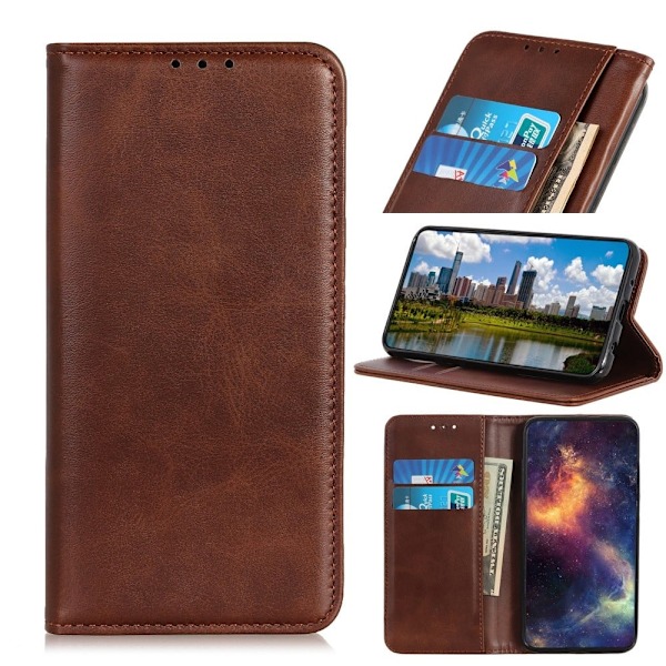 Äkta läder Samsung Galaxy S22 fodral - Brun Brun