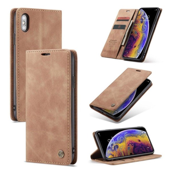 CASEME iPhone Xs Max læder flip cover - Khaki Beige