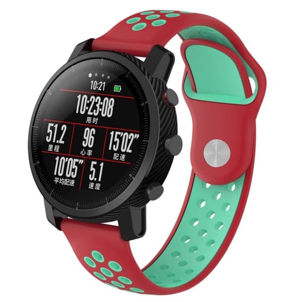 Huami Amazfit to-tone silikone urrem - rød / Cyan Multicolor