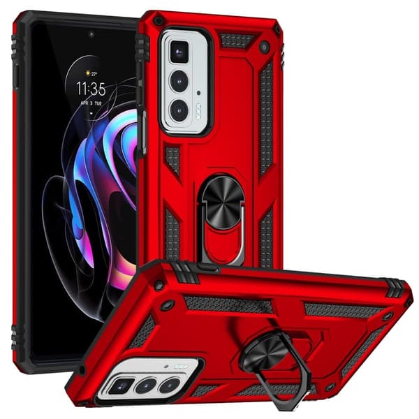 Ringbeskyttelsesetui til Motorola Edge 20 Pro - Rød Red