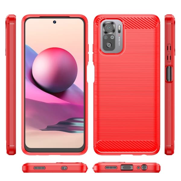 Carbon Flex Xiaomi Redmi Note 10S / Xiaomi Redmi Note 10 skal - Röd Röd