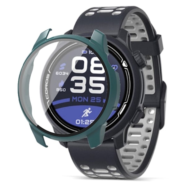 Coros Pace 2 Watch Case Hard Full Protective Cover with Screen Protector - Midnight Green Grön