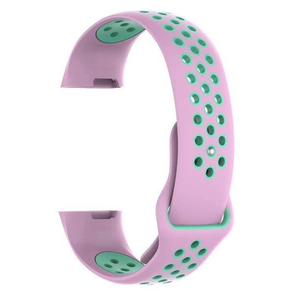 Fitbit Charge 3 andningsbart klockarmband i silikon i två färger - Rosa / Grön multifärg