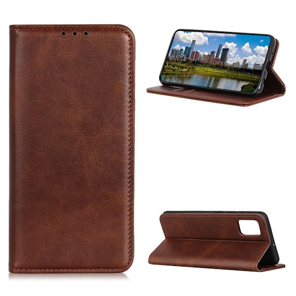 Lompakko-style Aitoa Nahkaa Läppäkotelo For Samsung Galaxy S20 FE 5G / 20 Fe - Kahvi Brown