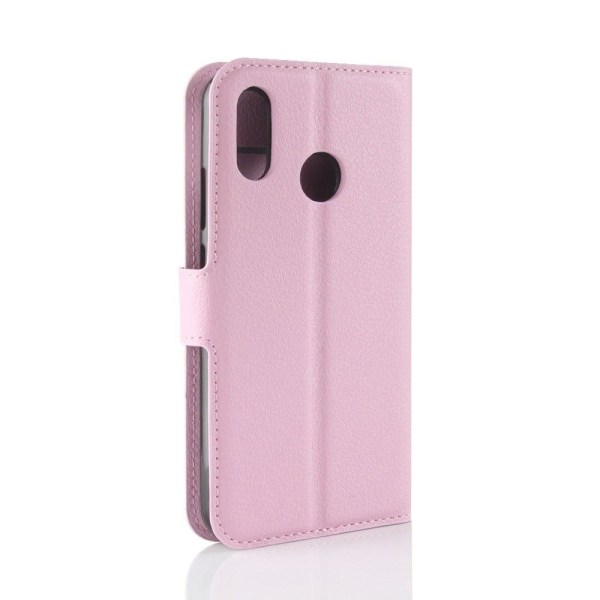 Huawei P30 Lite litchi skin plånboksfodral i läder - svart Rosa