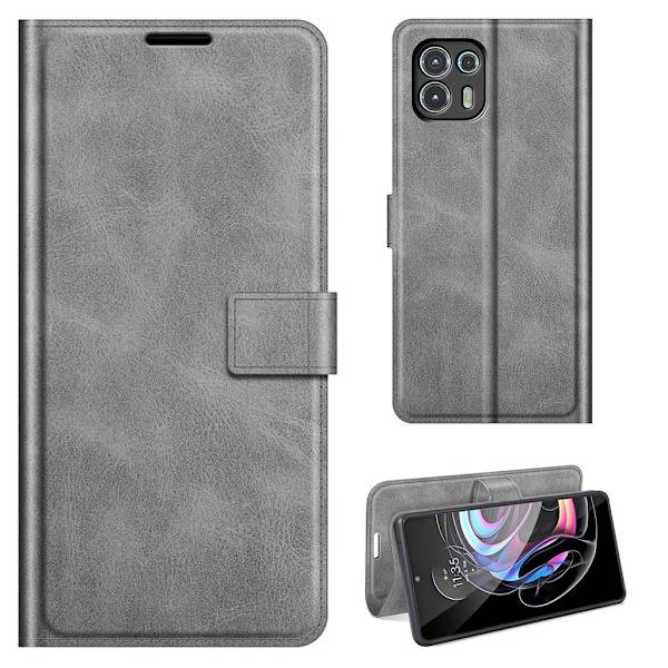 Lompakko Nahkakotelo For Motorola Edge 20 Lite - Harmaa Silver grey