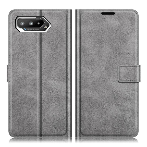 Wallet-style Lær Etui til ASUS ROG Phone 5 - Grå Silver grey
