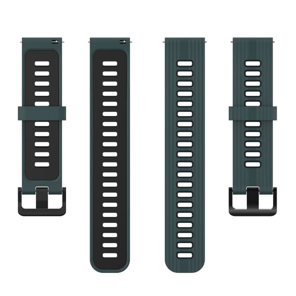 20 mm universal klockarmband i tvåfärgad silikon - Olivgrön / Svart Grön