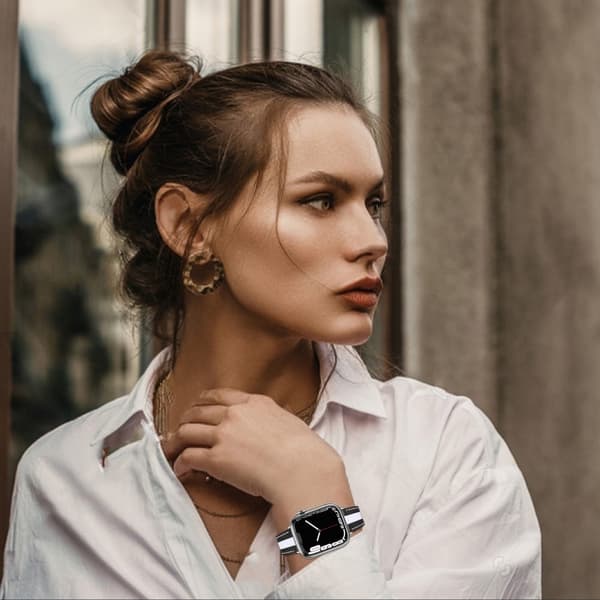 Apple Watch (41mm) väriliitos aitoa nahkaa - Musta / Valkoinen Multicolor