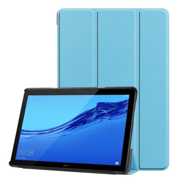 Huawei MediaPad T5 stående skyddsfodral av syntetläder – Ljusblå Blå
