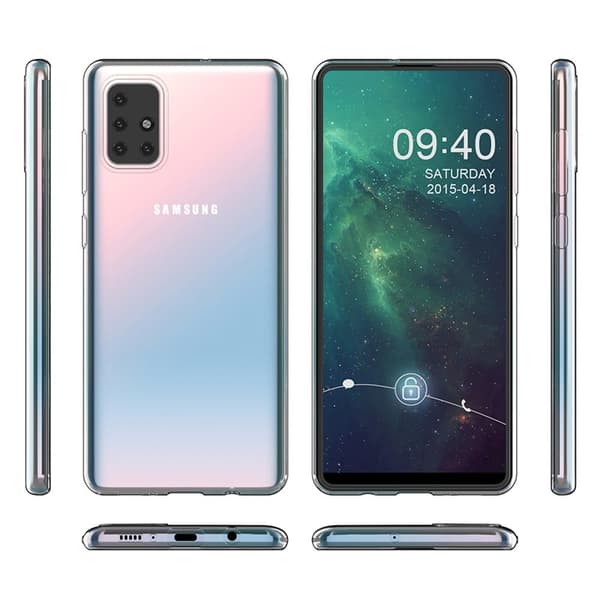 Erittäin ohut läpinäkyvä kotelo Samsung Galaxy A71:lle Transparent