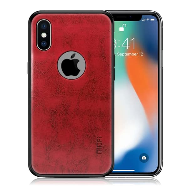MOFI iPhone X hybrid etui med læderbelægning - Rød Red
