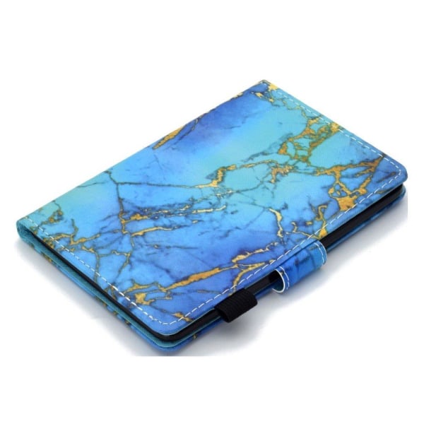 Amazon Kindle (2019) pattern leather case with stylus pen holder Blue