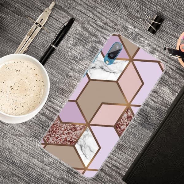 Marmormotiv Samsung Galaxy M02 / Samsung Galaxy A02 skal - Gyllene Kakelplattor Guld