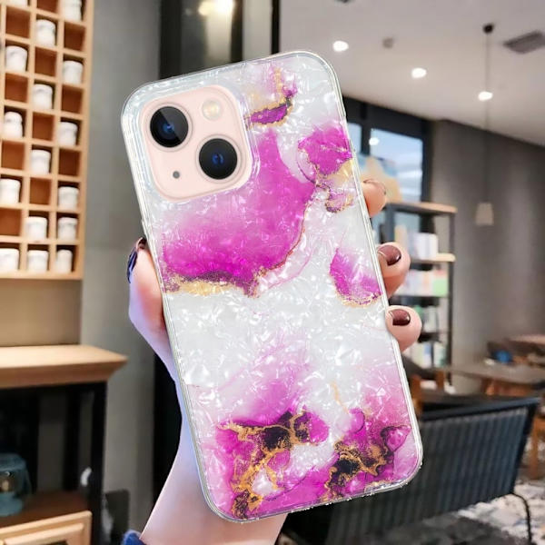 Marmormotiv iPhone 15 Plus skal - Röd Marmor Rosa