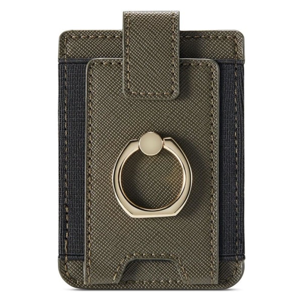 MUXMA Universal leather card holder with ring grip - Green