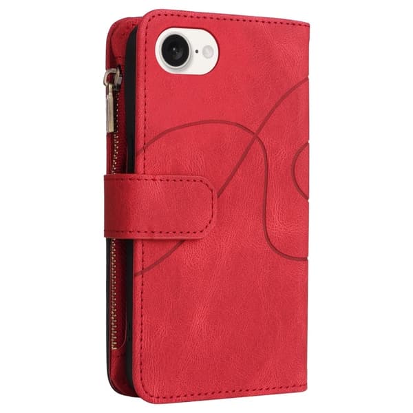 Teksturert læretui med stropp for iPhone 16e - Rød Red