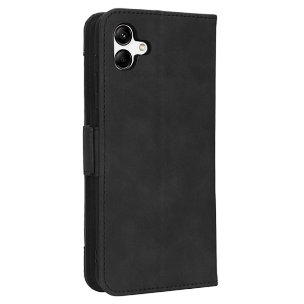 Stilfuldt Læder Etui med Pung til Samsung Galaxy A04 - Sort Black