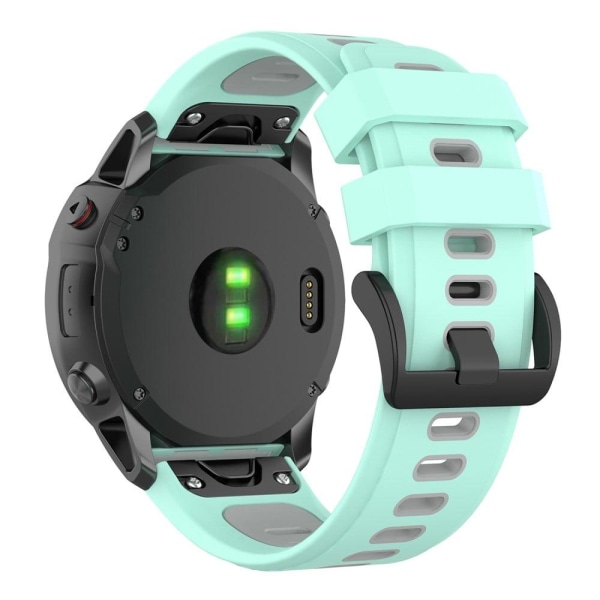 Garmin Fenix 7X dual-color silicone watch strap - Teal / Grey Grön