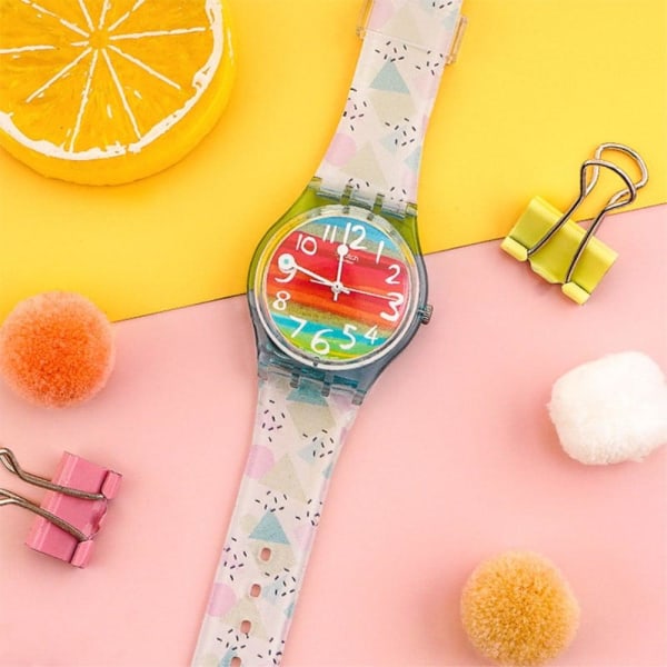 16mm Universal cute silicone watch strap - Light Green Triangle Multicolor