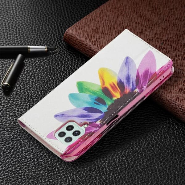 Wonderland Samsung Galaxy A22 4G Flip Etui - Solsikke Multicolor