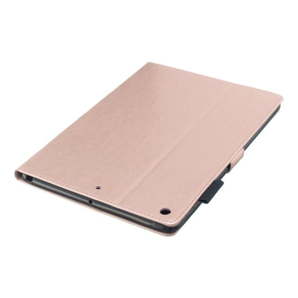 iPad 10.2 (2019) aftryk Sommerfugl læder flip etui - Rødguld Pink