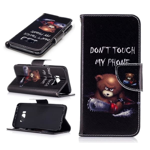 Samsung Galaxy S8 Mønstret Lær Flip Etui- Do Not Touch My Phone Multicolor
