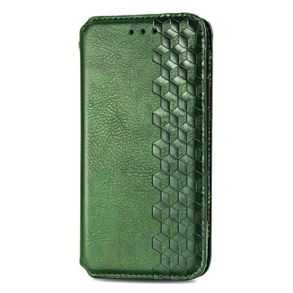 Nahkakotelo With A Stylish Rhombus Imprint For Motorola Moto G53 - Vihreä Green